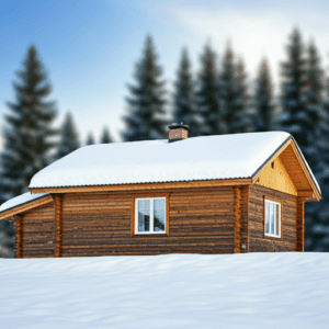 le toit d'une maison recouvert de neige