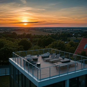 Une maison avec une toiture-terrasse