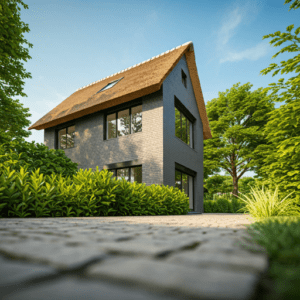 une maison avec un toit traditionnel